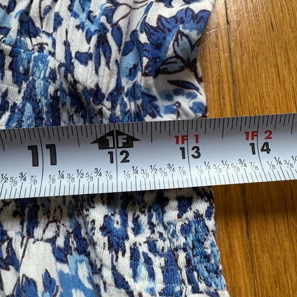 Poupette St Barth Size L Blue Floral Camila Ruffled Mini Tiered Dress - Picture 10 of 16